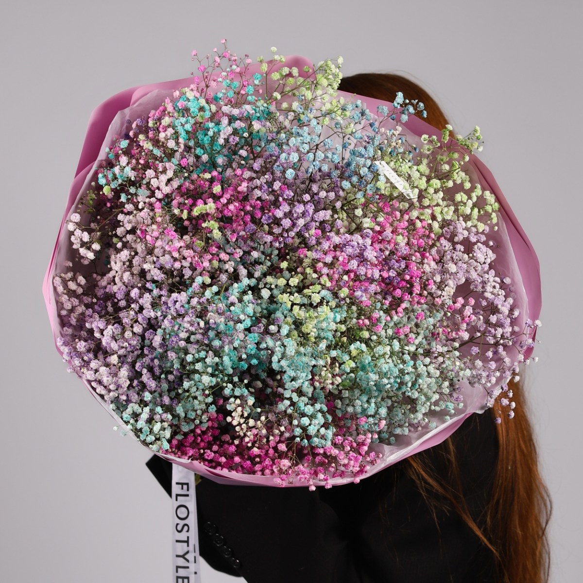 Букет гипсофилы 15 шт радужная